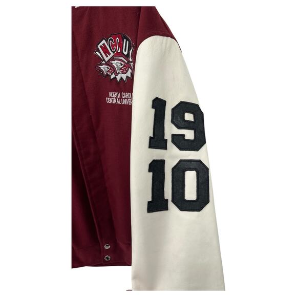 NEW NC Central Eagles Varsity Style Jacket Coat Maroon Patches Pockets Men 3XL - Picture 8 of 11